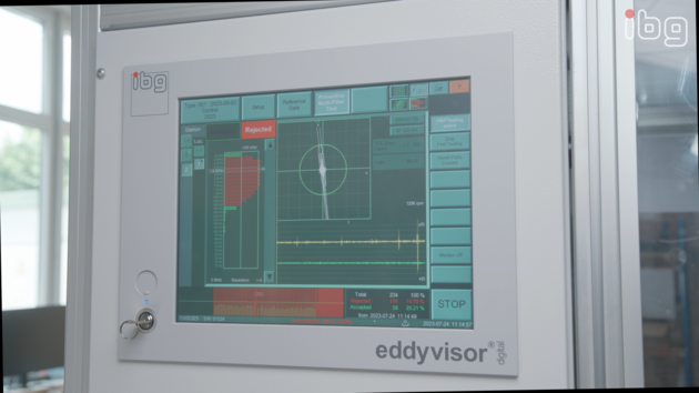 close-up of an eddyvisor screen which is testing a product