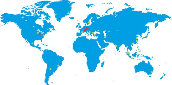 all ibg locatuions worldwide on a blue map